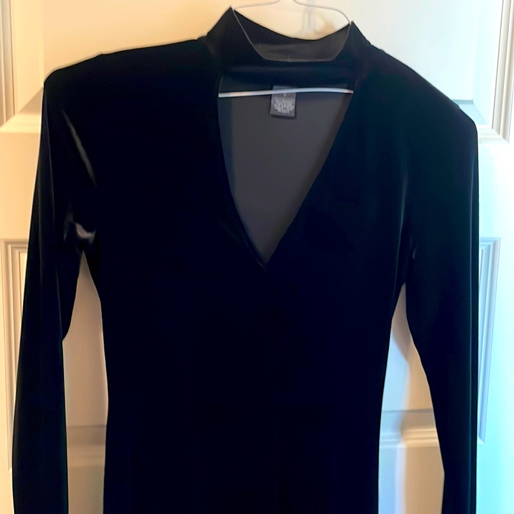 Black choker neck dress, velvet feel